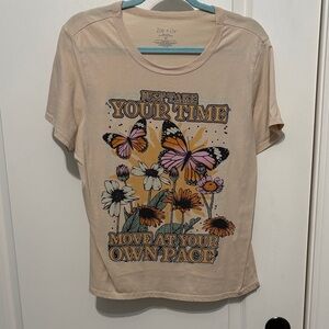 Zoe + Liv Cream Butterfly Graphic Tee